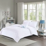 Zone Mirimar 4-PC. Ruched Leaf Embroidered Duvet Cover Set Full / Queen White. Fixed Price $35.30.