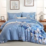Xruibed Blue Comforter Set Queen Size 7 Pieces In Bag, Botanical Floral.... Fixed Price $57.21.
