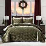 Luxury Velvet Quilt Queen Size Bedding, Olive Green Comforter Set, Ultra-.... Fixed Price $101.69.