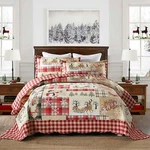 3 Pcs Cozy Cabin Christmas Quilt Set Festive Bedspread With Rustic Lodge Charm. Fixed Price $52.99.