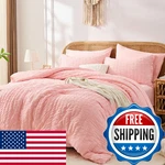 Fuanna Pink Full Size Comforter Sets 7 Pieces, Luxury Seersucker Bed Bag. Fixed Price $62.05.