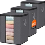 Spacewhisper 3 Pack 100L Clothes Storage, Foldable Thick Fabric Blanket. Fixed Price $26.69.