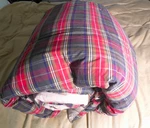 Vintage Ralph Lauren King Natural Down Comforter - Red Plaid Top & Cream Lining. Fixed Price $145.00.