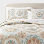 King Suzani Print Duvet Cover And Sham Set Ivory/light Teal Blue -. Fixed Price $27.19.