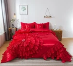 Tache Satin Ruffle Floral Red Rose Flamenco Wedding Romantic 6PC Comforter Set. Fixed Price $220.69.