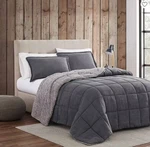 Eddie Bauer Sherwood Reversible Micro-suede Sherpa Comforter Set, King Grey. Fixed Price $233.18.