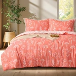 Joiedomi Queen Comforter Set Coral Orange 3 Pieces Floral Reversible Botanical. Fixed Price $53.23.