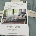 Threshold Luxe Striped Damask Duvet Cover And Sham Set Full/queen Teal Green*. Fixed Price $19.95.