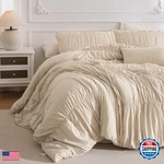 Masaca King Size Comforter Setshabby Boho Chic Bedding Wheat Ruched Ruffle. Fixed Price $71.98.