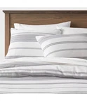 Threshold Duvet Cover Set Cotton Striped Lightweight, White/navy, Full/queen. Fixed Price $55.00.