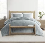 Ienjoy Home Light Blue Waffle Textured 3-PIECE Comforter Set , Full/queen Size. Fixed Price $45.00.