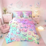 Butterfly Queen Comforter Set - 7 Piece Pink Blue Bedding Kids & Girls. Fixed Price $104.99.