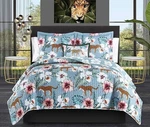 Chic Home Orithia 3 Piece Reversible Quiltset Tropical Floral Leopard Print Twin. Fixed Price $39.99.