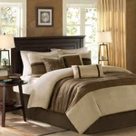 Palmer Natural Pieced Faux Suede Cal King 7-PIECE Comforter Set. Fixed Price $162.22.