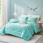 Codi Metallic Teal And Silver Comforter Set, Full/queen Size, Cute Aqua Turqu.... Fixed Price $69.17.