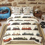 Vintage Train Twin Comforter Set - 7 Pcs Retro Bedding Kids. Fixed Price $79.99.