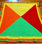 Crochet Afghan Throw Blanket Triangle Geometric Design Neon Green Orange 61"X65". Fixed Price $19.97.