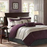 Palmer Purple Pieced Faux Suede King 7-PIECE Comforter Set. Fixed Price $162.22.