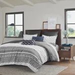 Ink+ivy Mila 3 Piece Cotton Comforter Set With Chenille Tufting Queen Full Gray. Fixed Price $75.00.