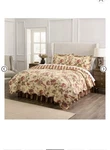 Waverly Charleston Chirp Papaya Reversible Quilt 2 Pillow Shams & Bed Skirt King. Fixed Price $119.00.