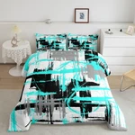 Feelyou Teal Grey Black Comforter Set Full Size Kids Abstract Art. Fixed Price $84.61.