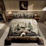 Grizzly Bear Comforter Set Queen Size, Wild Animal Hunting Quilt With 2 Pill. Fixed Price $68.31.