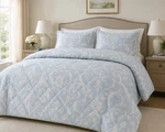 Historic Royal Palaces Pale Blue Bow Damask King Comforter Set 106 X90 Cotton. Fixed Price $89.95.