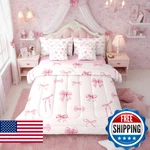 Erosebridal Pink Bow 7-PIECE Comforter Set Twin Bedding Girls Room Decor. Fixed Price $76.48.
