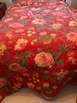 Ethan Allen Custom King Comforter Cottage Core Red Floral Cording Reversible. Fixed Price $55.00.