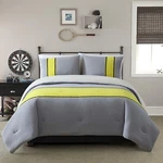 Nip Body Glove Jersey Knit Gray/yellow Contemporary Full Queen Comforter Set 3PC. Fixed Price $84.59.