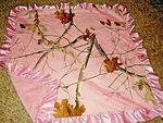 7D Ln Realtree Pink Plush Velour Satin Ruffle Crib Baby Blanket Comforter. Fixed Price $28.00.