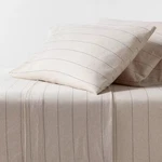 Queen Cotton Jersey Sheet Set Oatmeal Heather Striped - Threshold. Fixed Price $21.99.