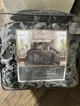 Nip Marquis By Waterford Isabella Black Gold Blue Jacquard King Comforter Set 6P. Fixed Price $178.59.