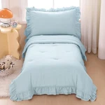 Comforter Girls Bedding Set 4 Pieces Double Ruffles Toddler Blue. Fixed Price $37.86.