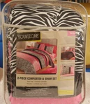 Nip Your Zone 2 Pc. Reversible Comfortor & Sham Twin Size Set Pink,black White. Fixed Price $59.00.