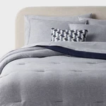 8PC Queen Chambray Comforter And Sheet Set Indigo - Threshold. Fixed Price $39.99.