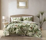 Tommy Bahama Palmiers 4-PCE. Green Botanical Cotton Comforter Set Sz Queen. Fixed Price $135.00.