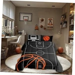 Basketball Court Print Size Comforter Set,ball Sports Queen Gray Orange White. Fixed Price $69.28.