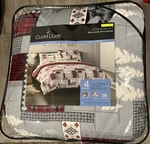 New Cuddl Duds King Heavyweight Flannel 4 Pc Comforter Set Red Lodge Patchwork. Fixed Price $169.99.