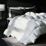 Yalamila Goose Feather Down Fiber Comforter Size, 100% Queen, White. Fixed Price $99.46.