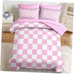 Comforter Set Size, Light Pink Plaid Gingham 7 Pcs Bedding Queen Checker. Fixed Price $96.14.