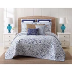 3PC King Indienne Paisley Quilt Set Navy/white - Oceanfront Resort: Cotton Woven. Fixed Price $35.99.