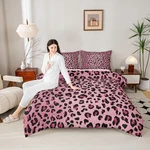 Homewish Pink Leopard Print Comforter Set Full Size,cheetah Bedding 3PCS. Fixed Price $71.95.