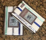 (2) Anthology Jolie Euro Shams White Blue Aqua Embroidered Ribbon Stripes. Fixed Price $59.95.