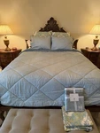 Pottery Barn Queen Comforter Set Blue Green Floral Nature Quilted Cotton. Fixed Price $200.00.