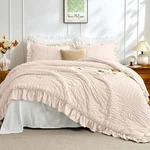 Jollyvogue Beige Comforter Set, 3 Pieces Seersucker Queen,. Fixed Price $63.77.