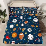 Feelyou Sports Theme Fitted Sheet 3D Blue Bedding Set Baseball Football .... Fixed Price $24.93.