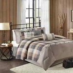 Madison Park Buffalo Plaid Pattern Comforter Set 7-PCS King Size Neutral Gray. Fixed Price $145.84.
