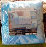 Mainstays Twin 6 Piece Bed-in-a-bag Bedding Set Comforter Sheets Sky Blue. Fixed Price $49.99.
