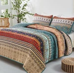 Wongs Queen Comforter Set 3PC Boho Eclectic Multi Colored Quilt & 2 Shams. Fixed Price $34.77.